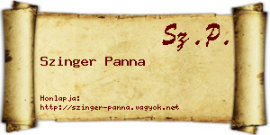 Szinger Panna névjegykártya